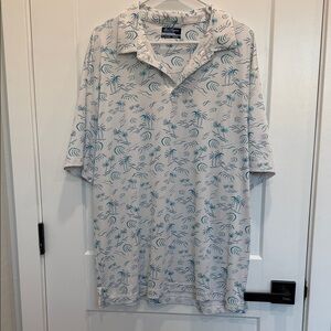 Ben Hogan Blue and White Palm Print Polo Shirt